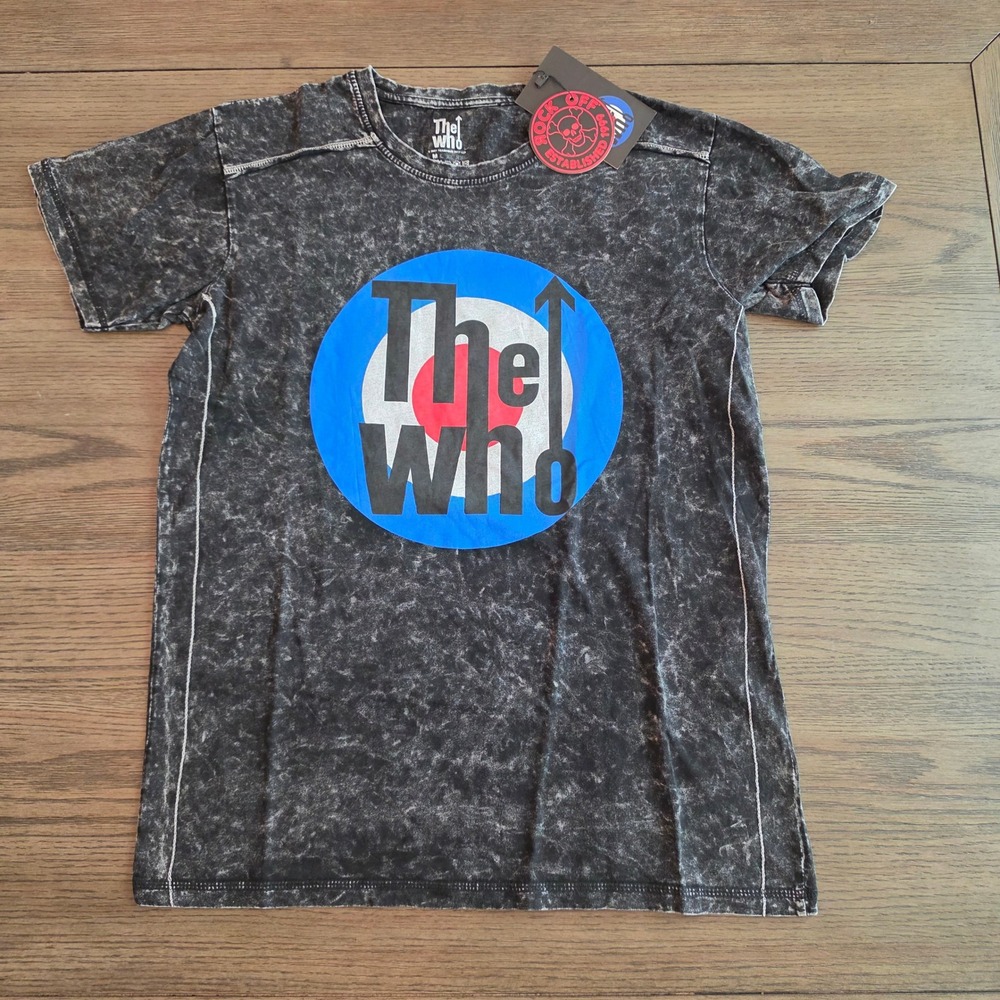 The Who Band T-Shirt Mens Medium Black Acid Wash Mod Target Logo NWT